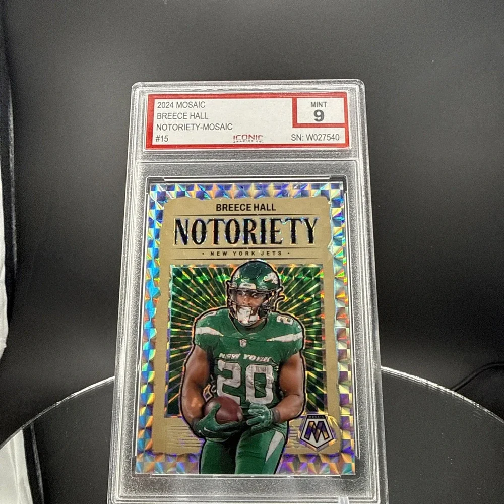 Breece Hall‎ Graded 9 ! 2024 Panini Mosaic - Notoriety !